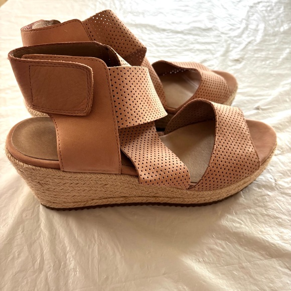 NWOT Eileen Fisher Willow Wedge Espadrilles Sandals blush Pink leather SZ 9 - Picture 3 of 16